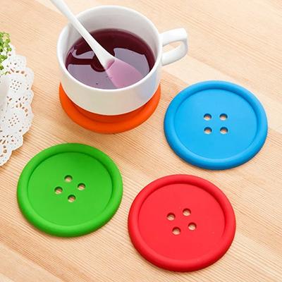 Multiple Colors Silicone Cup Mat Cute Colorful Button Cup Coaster Cushion Holder Drink Cup Placemat Mat Pads Coffee Pad