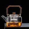 JUSTINLAU Glass Teapot Integrated Steaming and Boiling kettle with Handle Thickened Filter Heat-resistant Teapot For Home Office