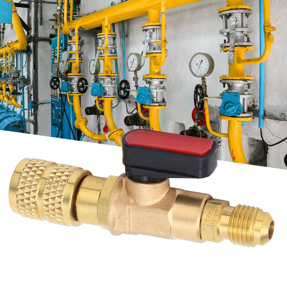 Brass R410 Refrigeration Ball Valve Adapter 45BAR Refrigerant Ball Valve Connector G1 4 G5 16
