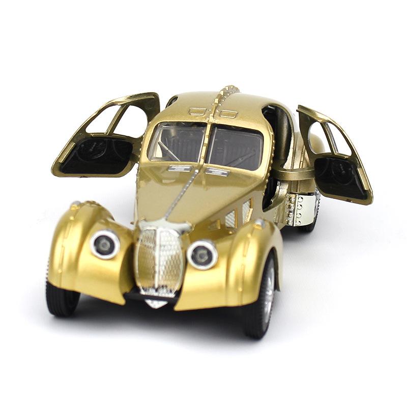 1/28 Scale Vehicle Model Super Classic Vintage Pull Back Toy Car Educational Collection Door Open Car Model Gift Children Gift Car for Bugatti