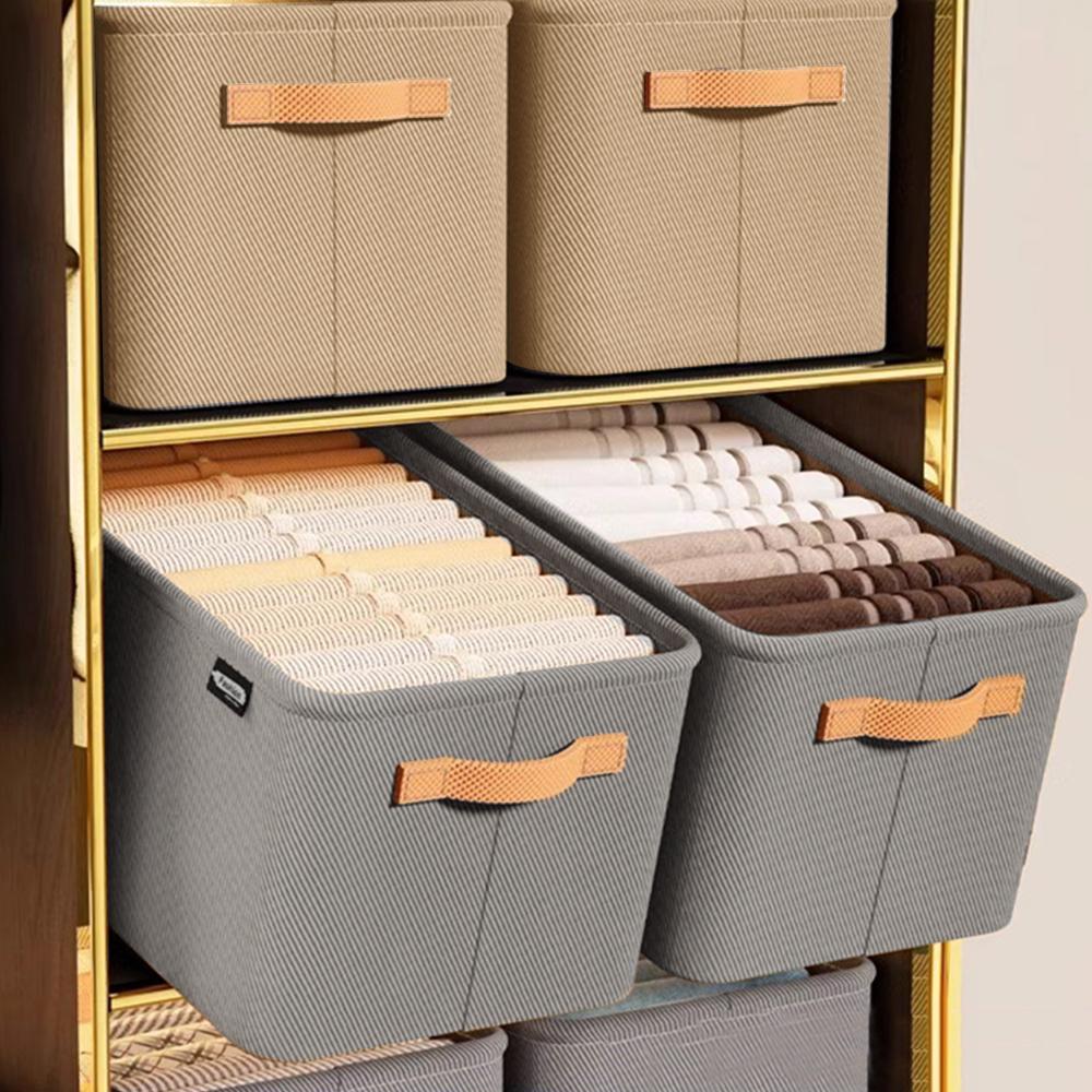 Wardrobe Organizer Box Foldable Storage Box Versatile Thickened Pants Sweater Storage Basket with Handle&Steel Frame Household