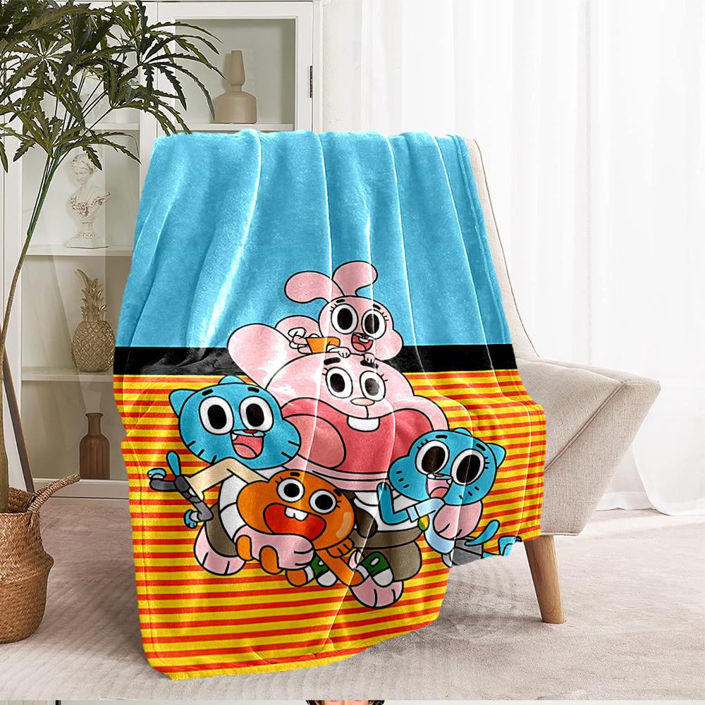 The Amazing World of Gumball Theme Printed Blanket - Perfect for Couch, Bed, Travel & Outdoor Use | Machine Washable, Cozy & Durable.