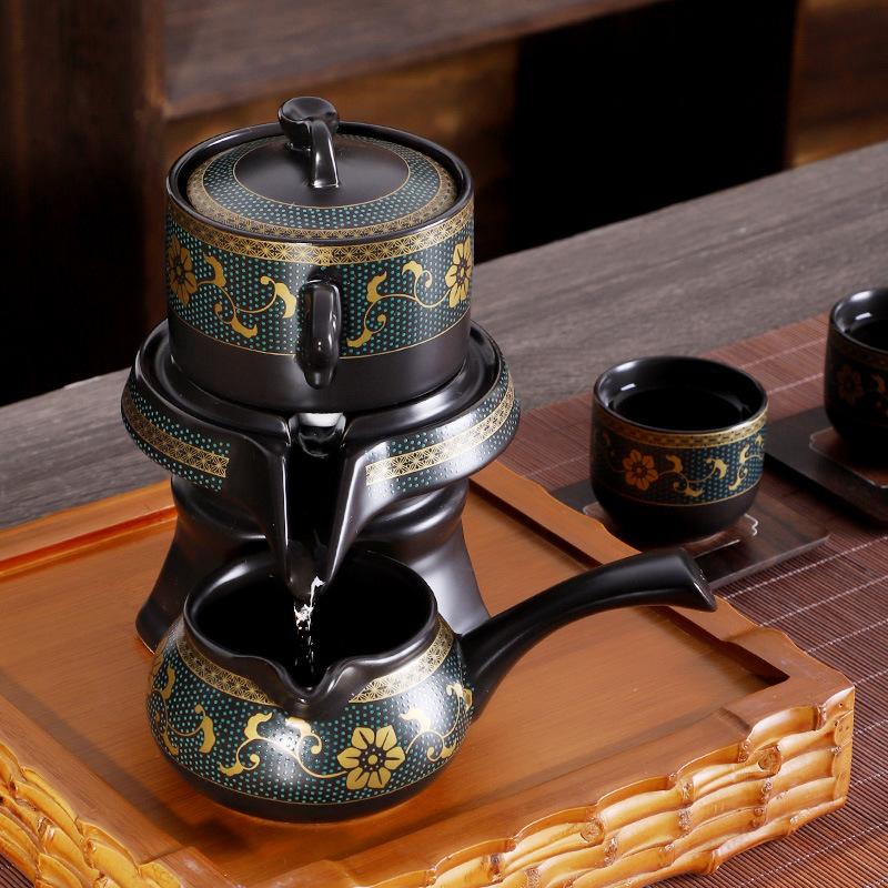 Faules Automatisches Teegeschirr, Haushalt Kung Fu Kommt Und Geht, Teebereiter, Kompletter Satz Mahlscheiben Aus Stein, Teekanne, Teetasse
