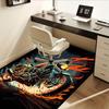 1pc Motorcycle,Flame,Artwork Office Carpet Soft Polyester Non Slip Machine Washable Indoor Carpet Li