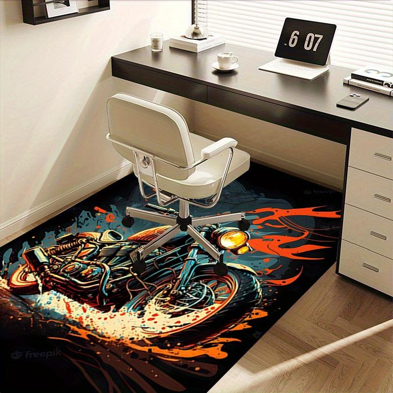 1pc Motorcycle,Flame,Artwork Office Carpet Soft Polyester Non Slip Machine Washable Indoor Carpet Li