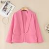 ZANZEA Women Turn Down Collar Loose Casual Long Sleeve Cardigan Blouse