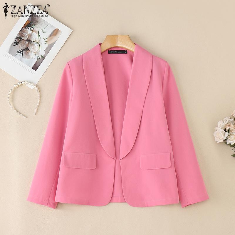 ZANZEA Women Turn Down Collar Loose Casual Long Sleeve Cardigan Blouse