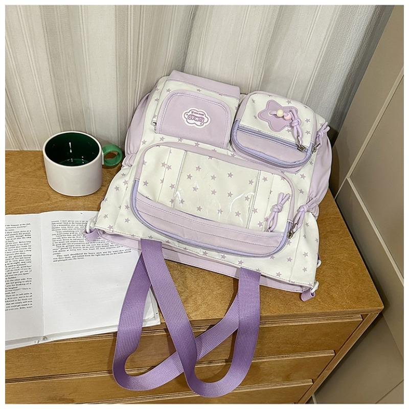 

Japanese ins new highvalue fresh and sweet contrasting color splicing backpack junior high school students lightweight travel backpack
