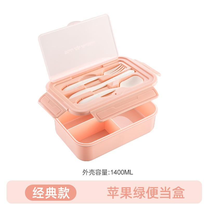 Leak-Proof Microwave-Safe Bento Box Students Adults Office Lunch Food Container Single Layer Plastic Meal Prep Pink Classic Version European American Style