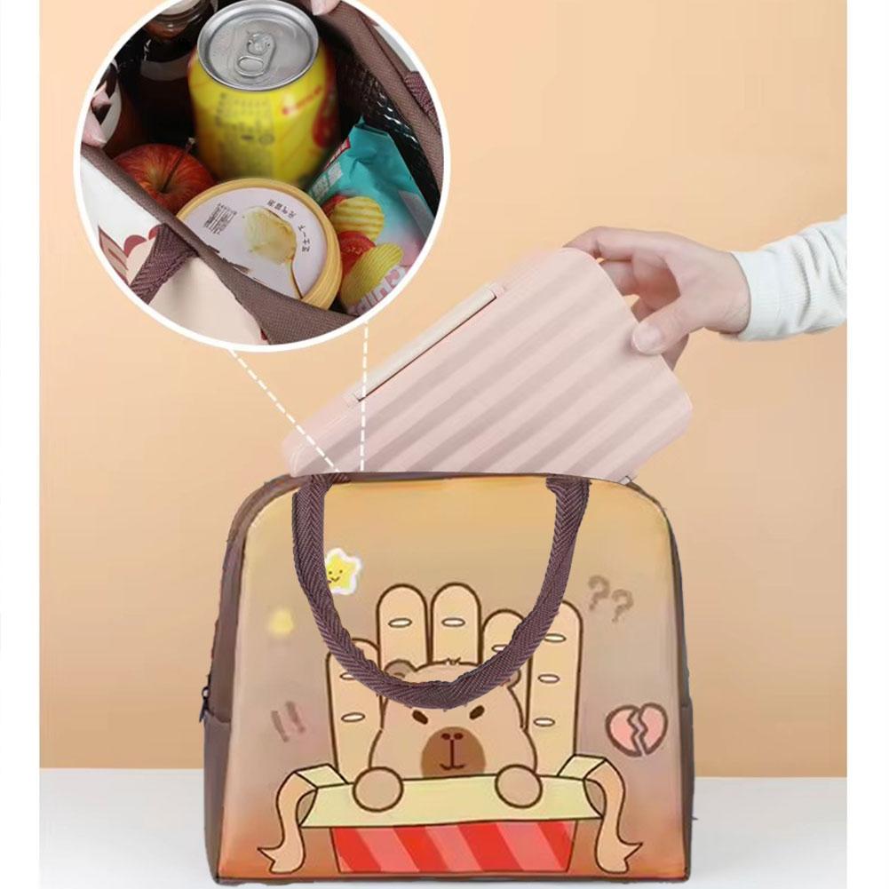 Lunch Bag Oxford Cloth Cartoon Capybara Insulated Food Container Portable Thermal Box Bag for School Eco-Friendly Meal Tote New