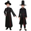 1 Set Black Hunter Costume Set Well-Crafted Traditional Clothing Role-playing Props Coat Trousers Hat Chain Accessories