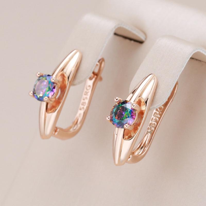 Simple  Rose Gold Color Wedding Drop Earrings For Women Trend Colorful Natural Zircon Accessories Daily Fine Jewelry