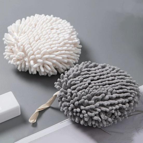 Chenille Hand Towel with Hanging Strap Highly Water Absorbent Soft Superfine Fiber