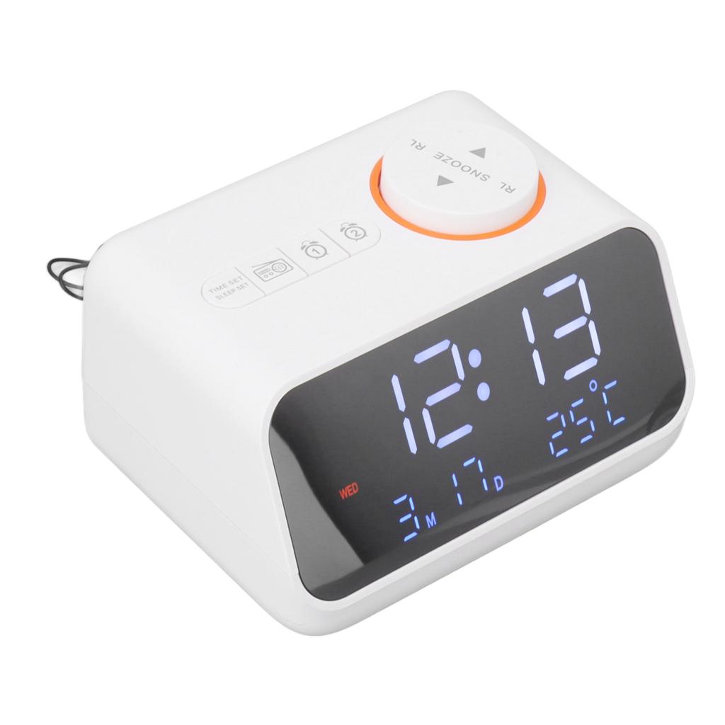 Alarm Clock Radio LED Digital Alarm Clock with FM Radio Music Temperature Humidity Display for Home