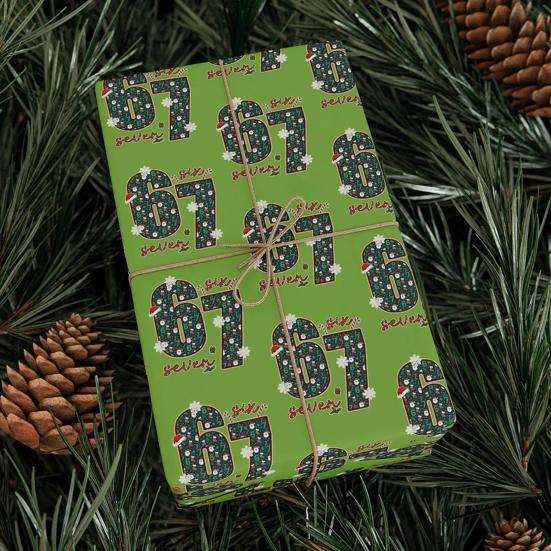 67 Meme Christmas Gift Wrap Funny Wrapping Paper for Kids Unique Brain Rot Holiday Gift Wrap Paper Roll for Birthday Xmas Present Wrapping