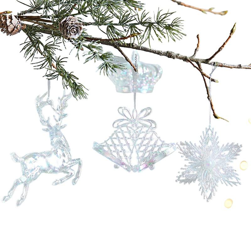 1Pc Deer Atmosphere Seven Colors Christmas Tree Pumpkin Carriage Acrylic Pendant Hang Christmas Decorations Snowflake