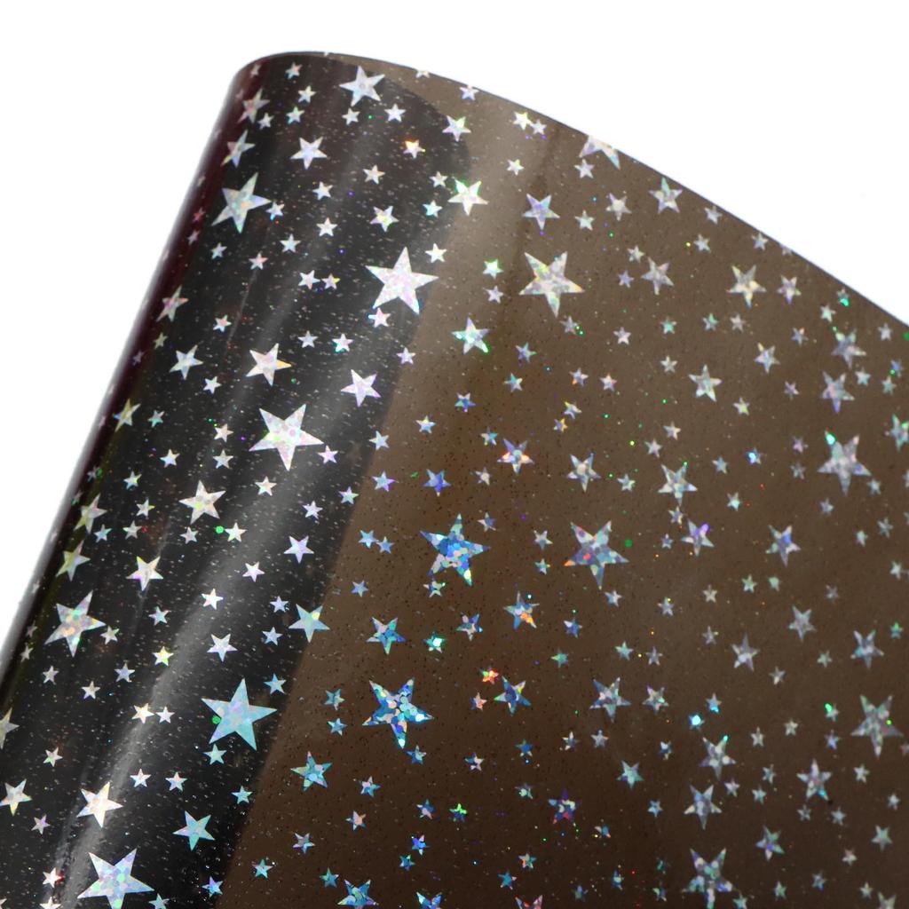 Iridescent Glitter Star Laser PVC Film - 0.5MM for Handbags, Backpacks, Shoes & Decorative Material