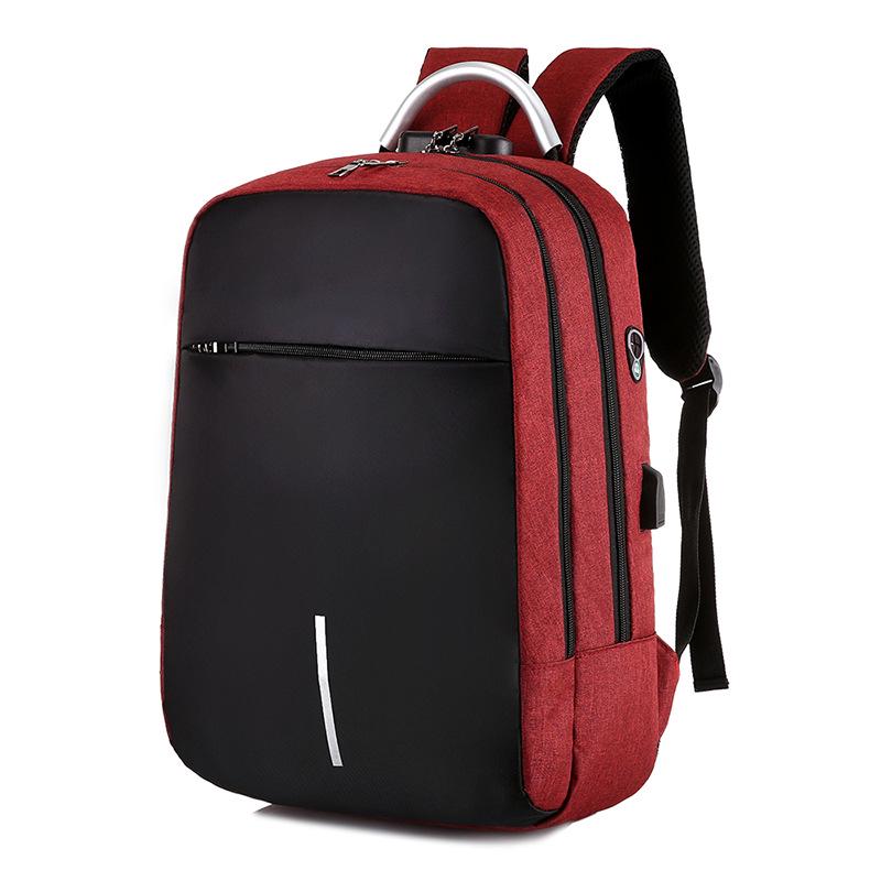 Password lock anti-theft backpack, middle school student schoolbag USB charging business computer bag travel backpack