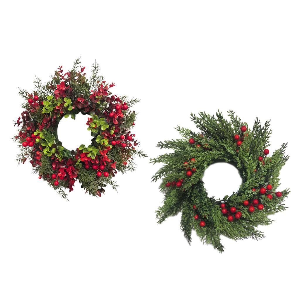 Christmas Wreath Ornament Front Door Winter Holiday Wreath Christmas Garland with Red Berry Clusters for Festival Home Office