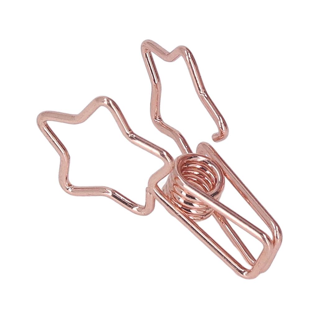 100pcs Star Binder Clips Cute Cartoon Hollow Strong Clamping Force Sturdy Metal Paper Clamps for