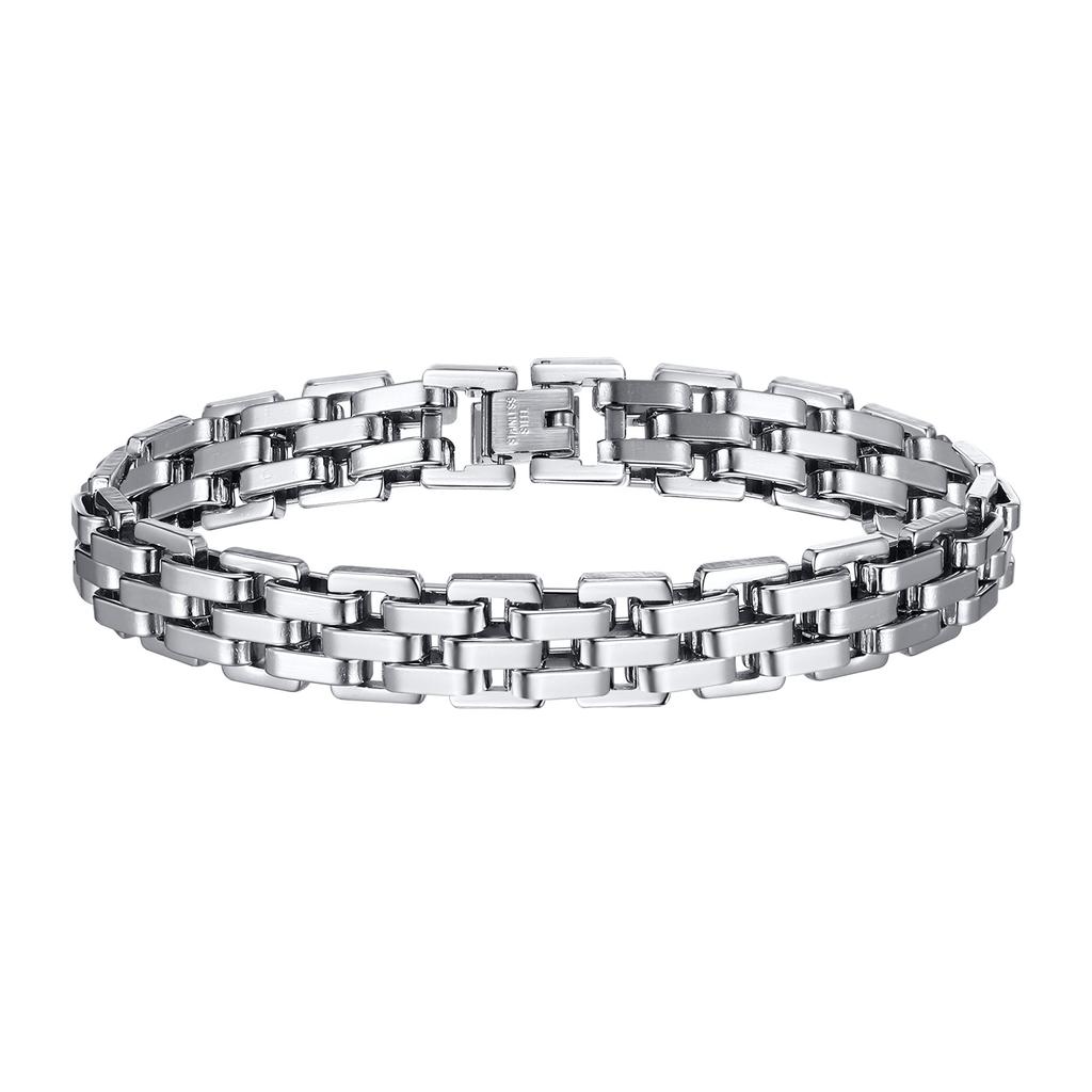 Vnox Thick Masculine Wtach Band Link Bracelets for Men, 11mm Stainless Steel Handmade Link Wristband, Gentle Punk Gift for Him