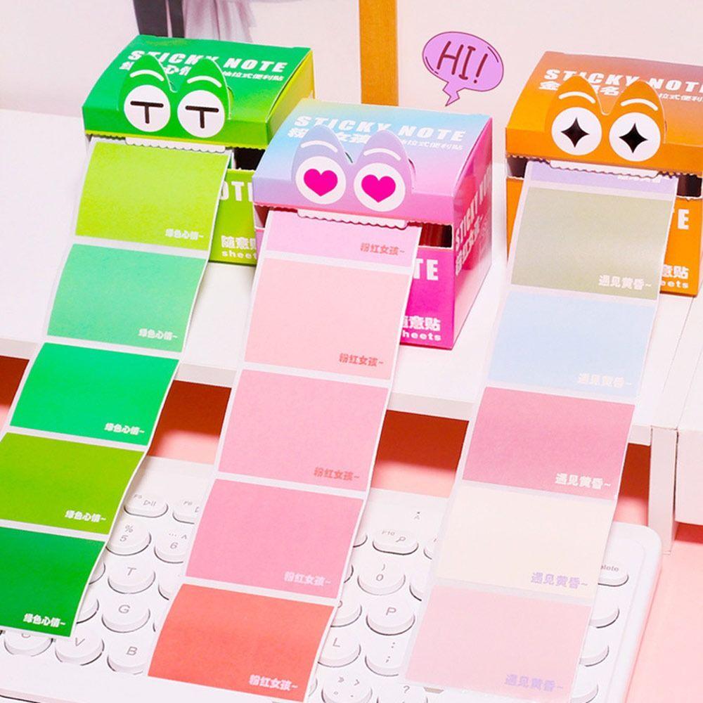 Cartoon Memo Pad Paper Pull Out Design Dopamine Sticky Notes Pearlescent Transparent Self-Adhesive Student Mistake Notepads
