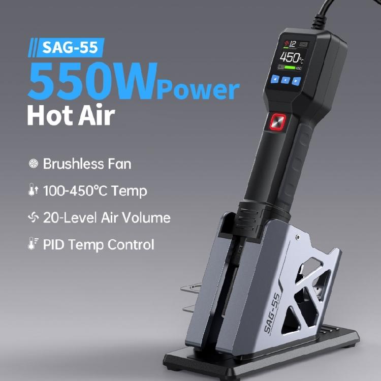 SAG55 550W With Stand BGA Rework LCD Digital Blower Soldering Heater Handheld Hot Air Blower Soldering Repair Tool