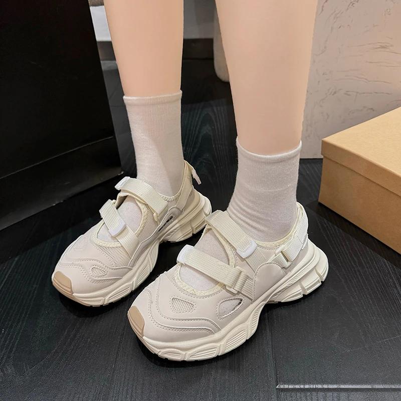 Fashion 2025 New Ladies Shoes Mesh Women's Vulcanize Shoes Outdoor Breathable Women Casual Sneakers Round Toe Hollow Platform Sandals