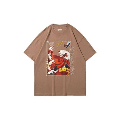 Li Ning Badfive Casual Sports Cartoon Print Loose Short Sleeve T-Shirt Men Tops Gingerbread-Brown AHSQ935-1
