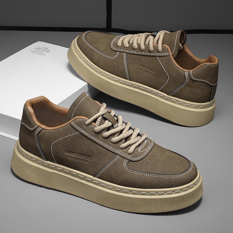 Leather Trend Men Casual Shoes Platform Soft Sneakers Outdoor Breathable Sport Shoes Lightweight Skid Running Shoes Tennis Shoes