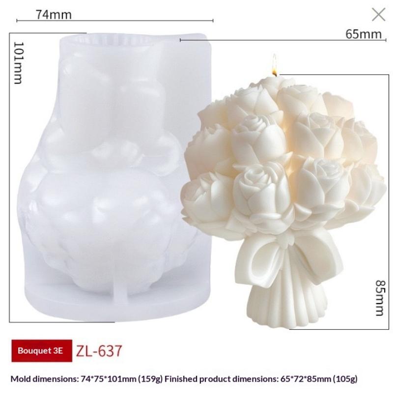 New 3D Rose Bouquet Silicone Mold Chrysanthemum Flower Cluster Resin Mold Flower Peony Gypsum Mold Valentine'S Day Gift