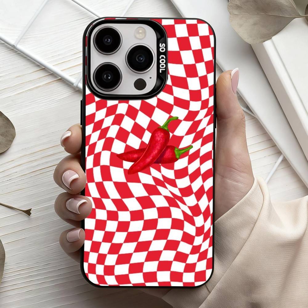 L-Love Red Chili  Phone Case For iPhone17,16,15,14,13,12,11 Plus,Pro Max Candy Silver Plated Inside Cover