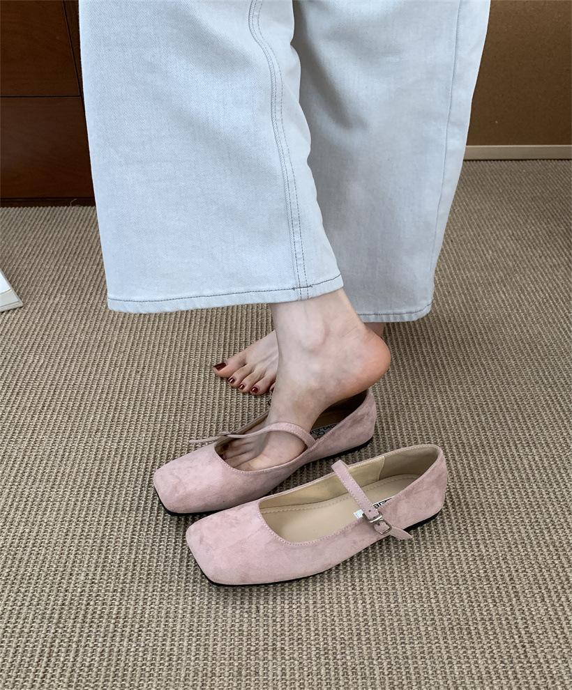 Women's shoes real shot retro Mori Mary Jane shoes women's shoes suede shallow mouth word with flat bottom versatile single shoes