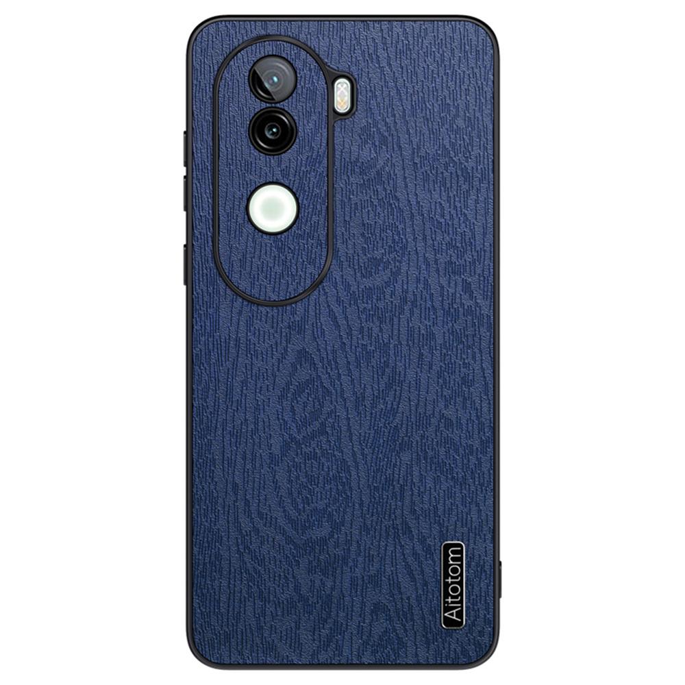 

For vivo V40e 5G Case Wood Texture PU Leather Coated PC+TPU Phone Cover C