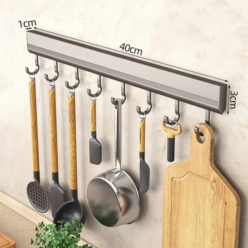 Kitchen Hook Frame, Non Perforated Wall Mounted Frame, Space Aluminum Hook, Multifunctional Storage Hook