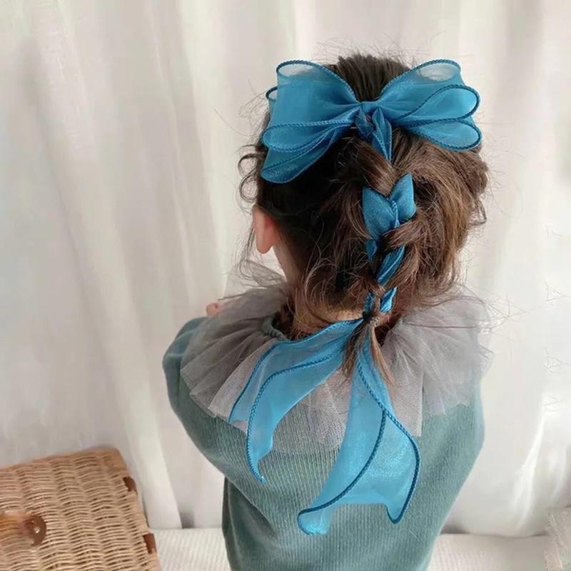 2PC Girl Horsetail Bow Hair Accessories Spinka do włosów Długa wstążka Spinka do włosów Akcesoria do włosów