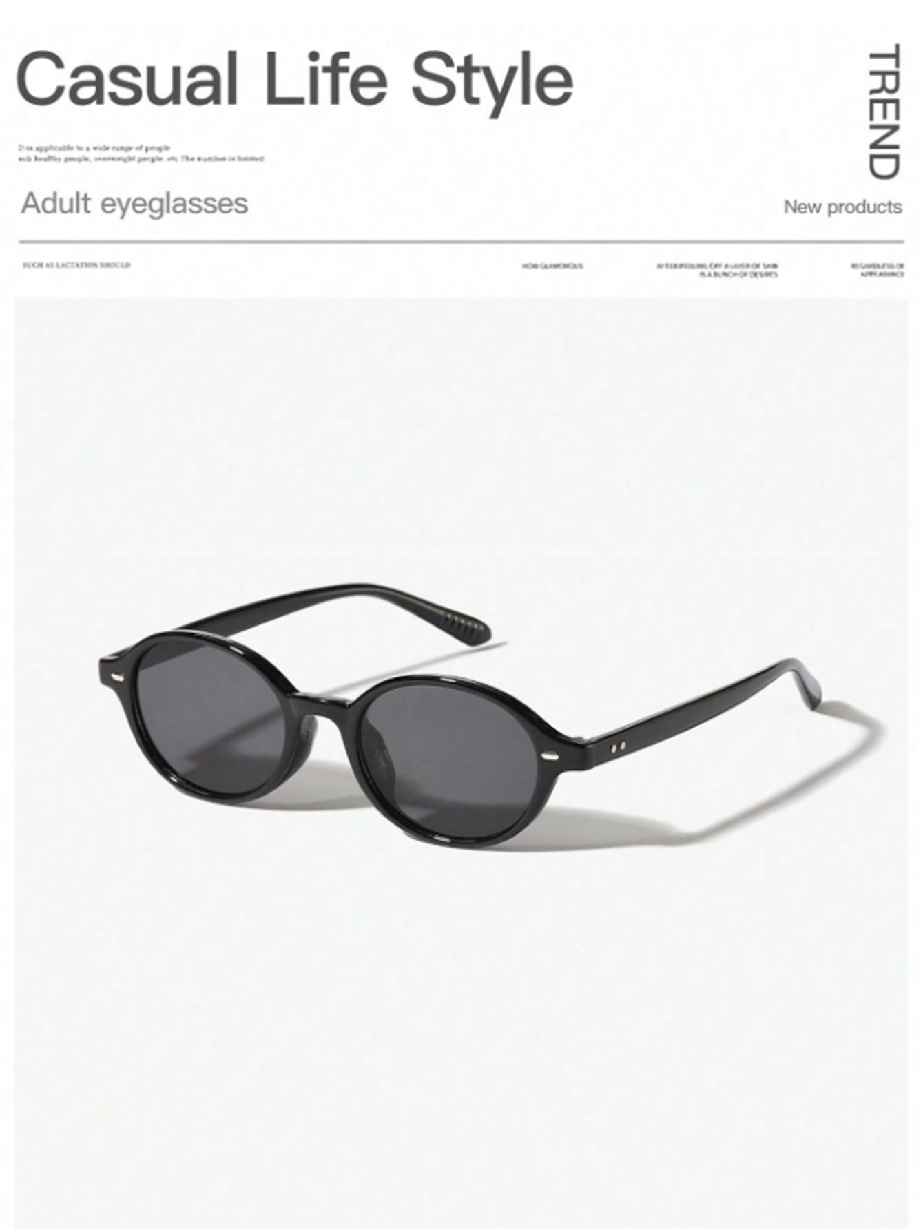 

1Pc Vintage Small Oval Sunglasses with Rivet Design Casual Fashion Solid Color Basic Item for Daily Wear