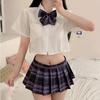 Sexy Sailor Uniform JK Mini Skirt with Bow Tie Set Cute Adorable Extreme Uniform Seduction Easy Costume High School Girl JK Cosplay Adult School