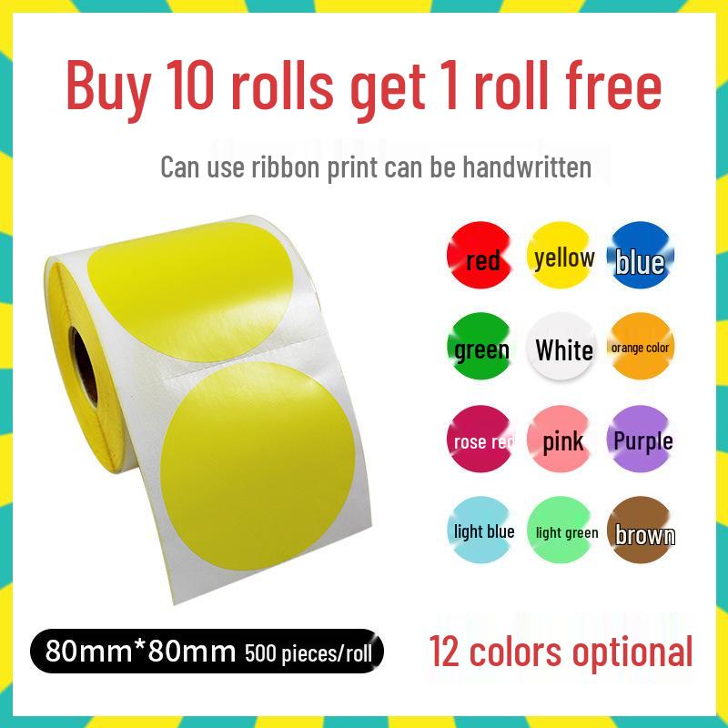Round Self-Adhesive Numbered Code Stickers - Colored Dot Roll Labels for Sales Control and Monthly Tracking.
