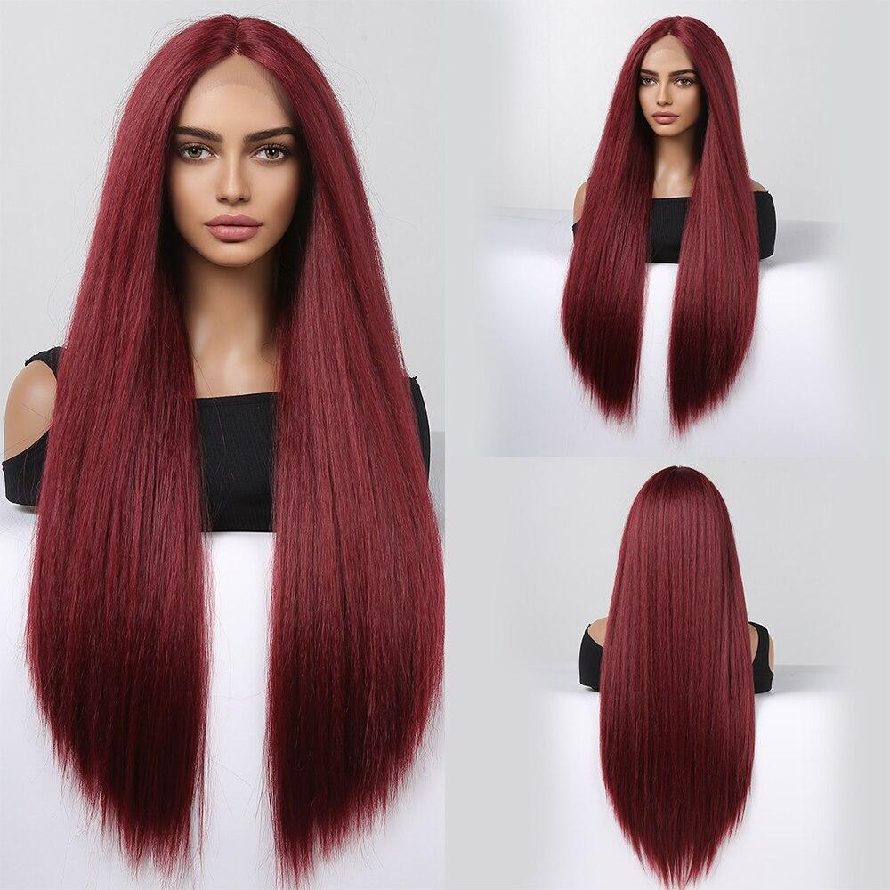 

LOUIS FERRE Длинный Коричневый Многослойный Парик Фронта Шнурка Коричневый Балаяж Прямой Синтетический Парик для Чернокожих Женщин Ежедневного Использования