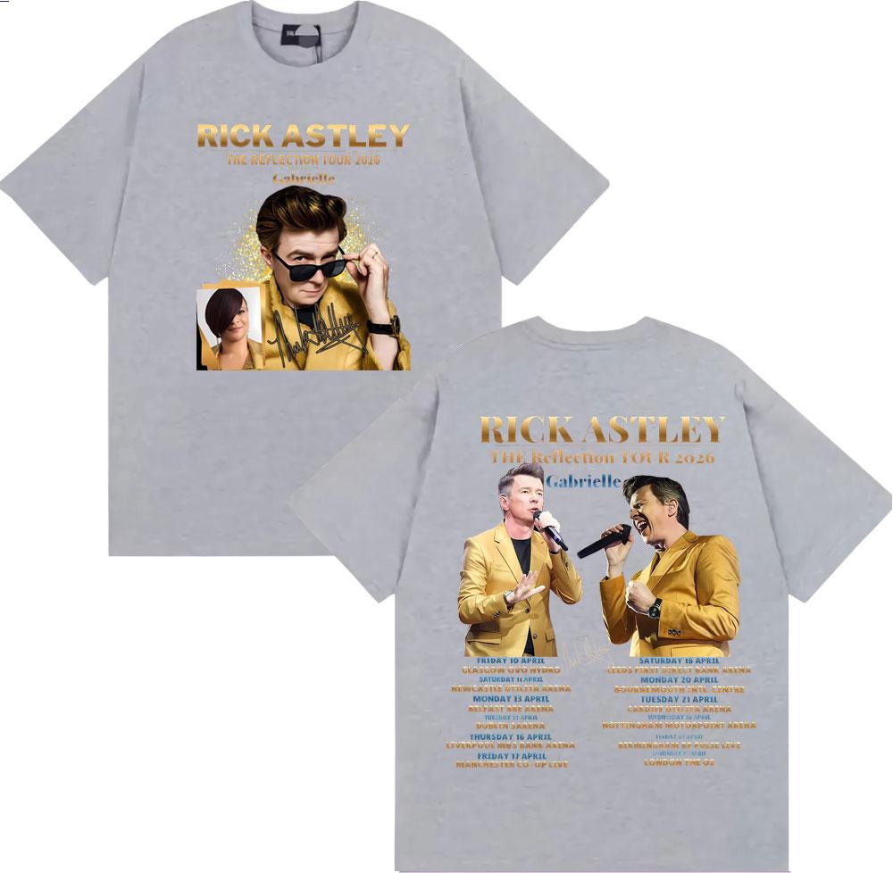 Rick Astley Reflection Tour 2026 Printed T Shirt Men Women Fashion Classic Comfort 100% Cotton T-Shirt Oversized O-Neck T-shirts