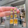 Schmuckstil Retro Beliebt Simulation Weißer Diamant Gelber Diamant Rechteckige Ohrringe