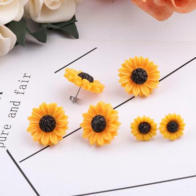 Orecchini alla moda in resina a forma di girasole: Orecchini Gialli Freschi per Ragazze