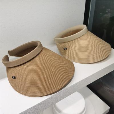 Wide Brim Straw Sun Visor Hat - Breathable, Adjustable, Elastic Ponytail Beach Hat for Women Perfect for Outdoor Activities