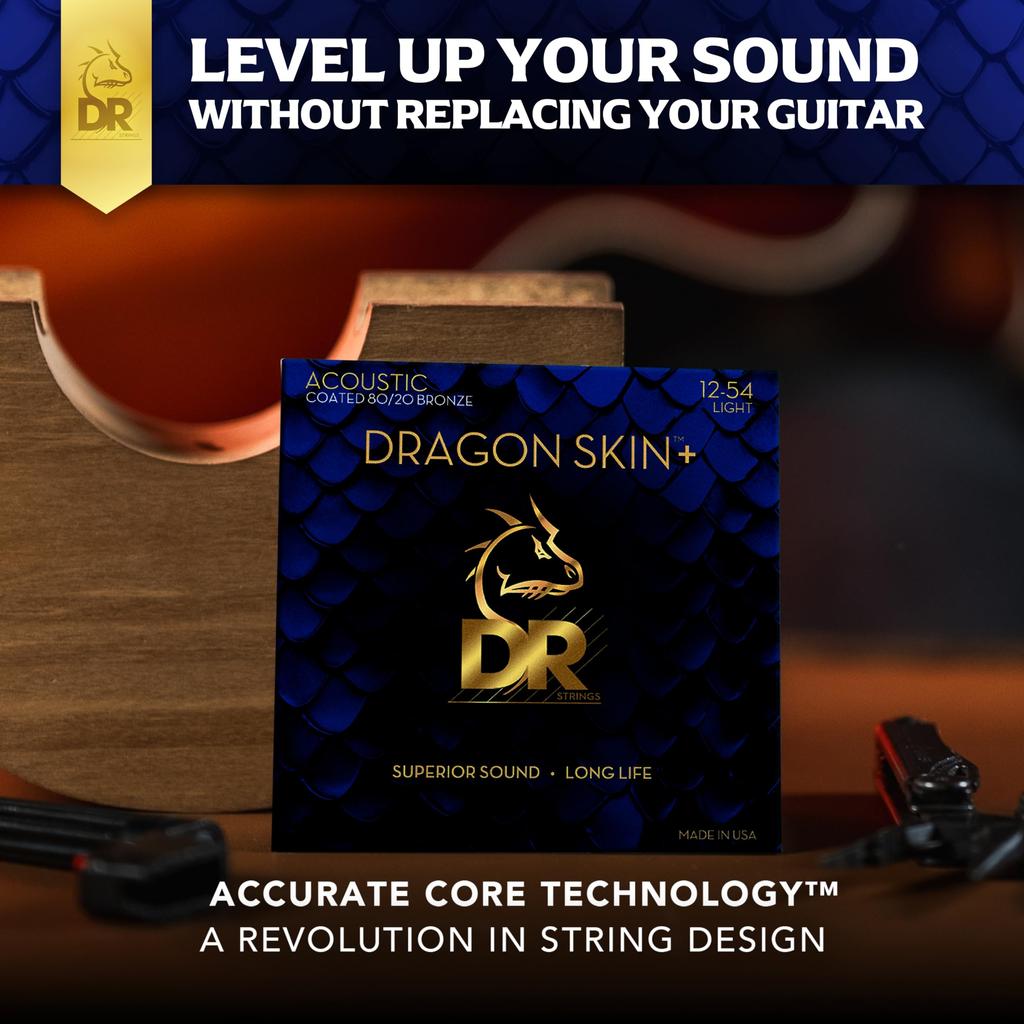 DR Strings DRAGON Acoustic Guitar SKIN+ Strings, 80/20 Bronze, DA8-12
