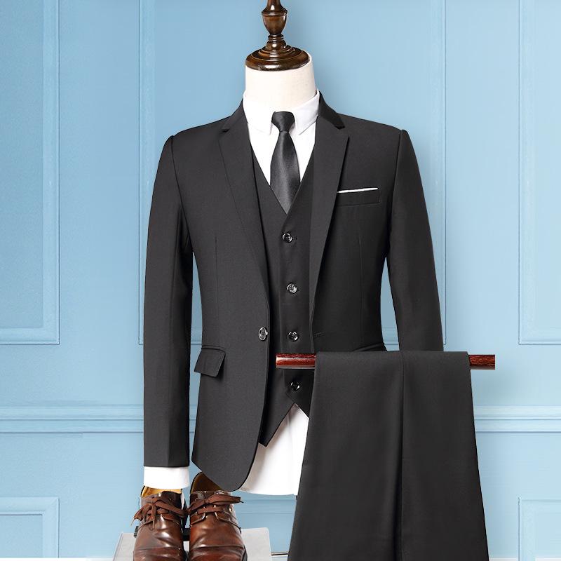 Men's Korean Style Business Suit: Three-Piece Trendy Casual Groomsmen Outfit