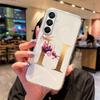 Transparent Phone Case Flowers Golden Rose Letters For Samsung Galaxy A55 A15 A25 A35 A07 A17 A06 A37 A57 Silicone Clear Cover