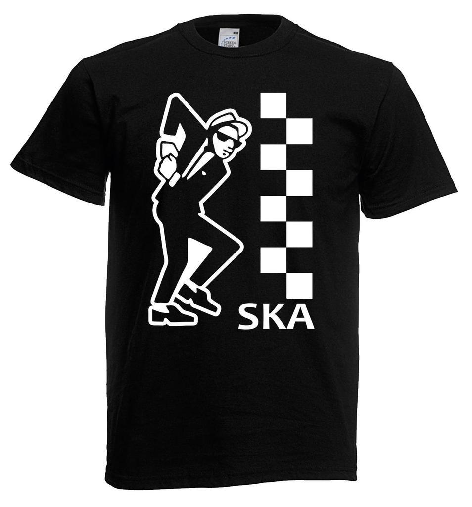 Adults Ska Music Vintage Dancing Unisex 1970s 1980s Chequered Unisex Black TShirt