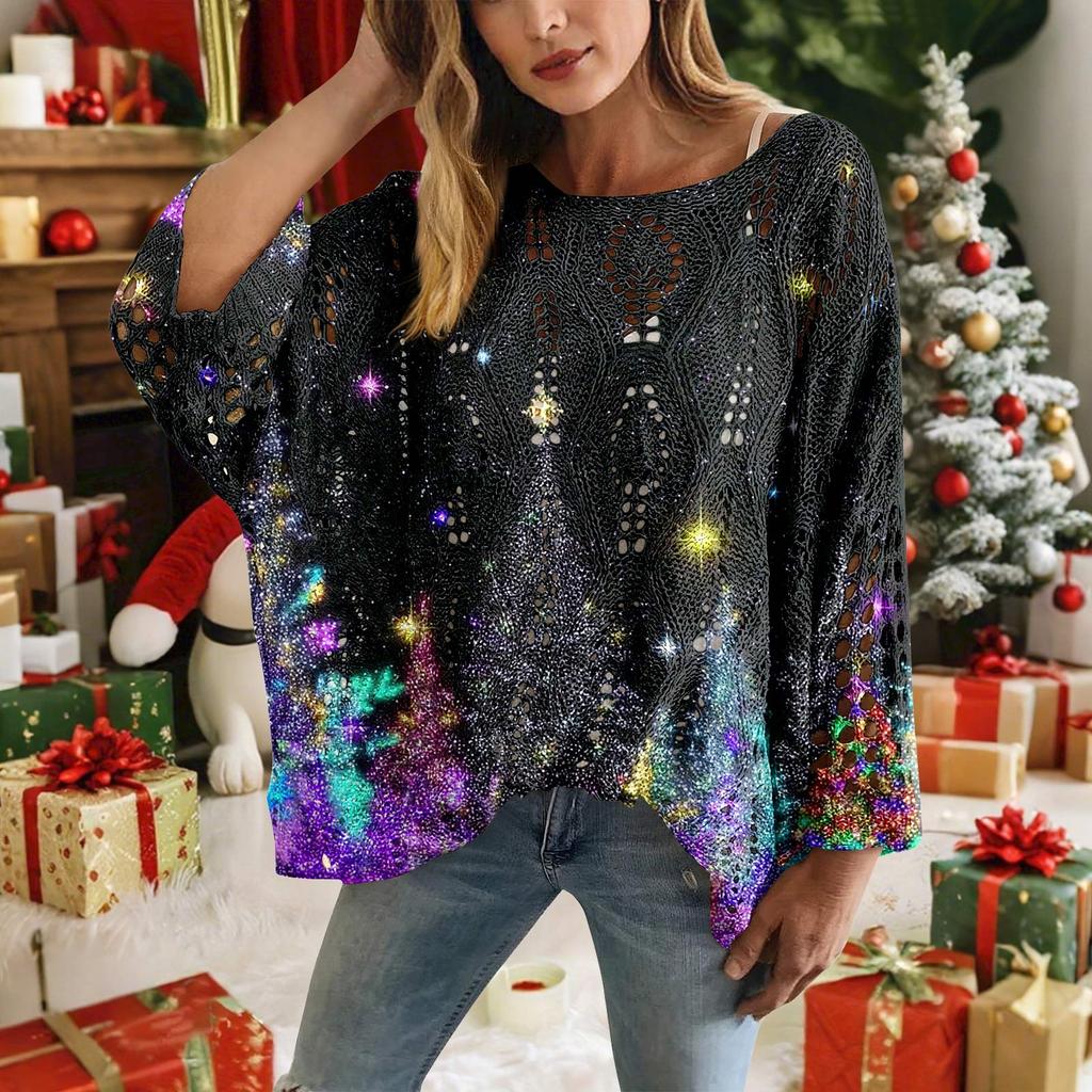 Christmas Crochet Sweater For Women, Christmas Knitted Pullover, Christmas Cozy Fall And Winter Sweater