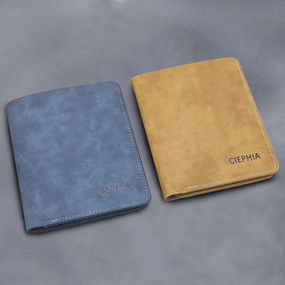 Men's Wallets Vintage Short Bifold Wallet with ID Window Deep Cash Pockets RFID Blocking Credit Card Holder Gifts